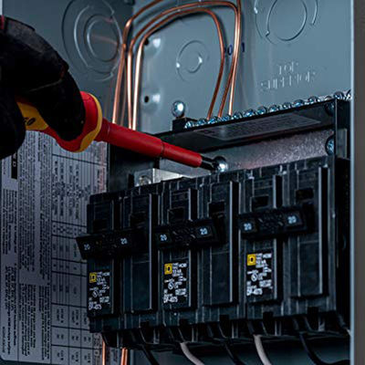 7 12 13 die Stuk1000v PH PZ Vde Schroevedraaier met Geval Slanke Elektricien Insulated Straight Slotted wordt geplaatst